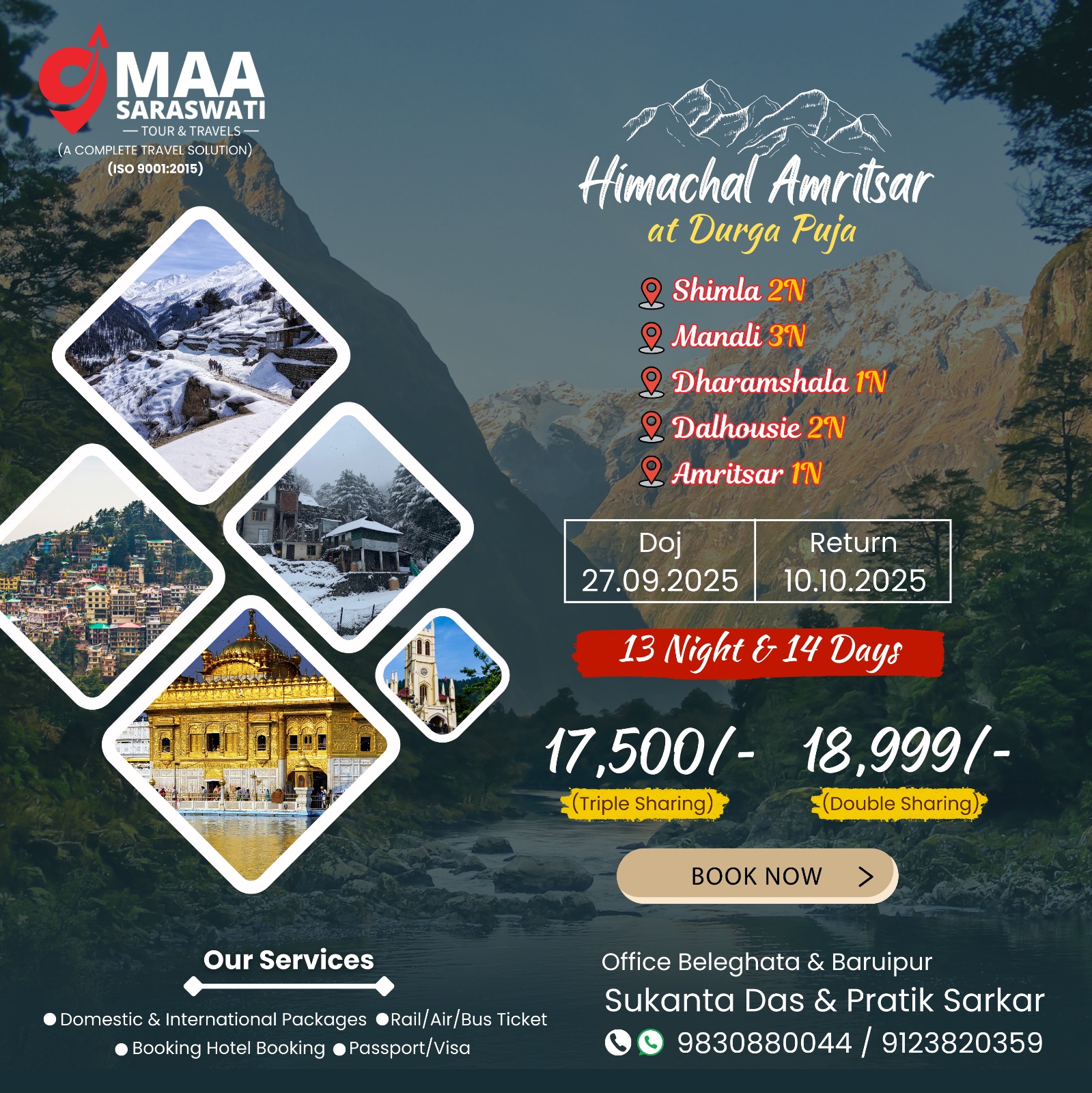 🎊 *SHIMLA-KULLU-MANALI-KASOL / MANIKARAN - DALHOUSIE-DHARAMSHALA-AMRITSAR* 🎊